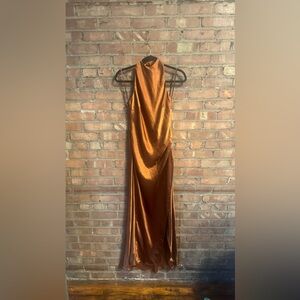 NWT Hello Molly Chocolate Satin Midi Dress